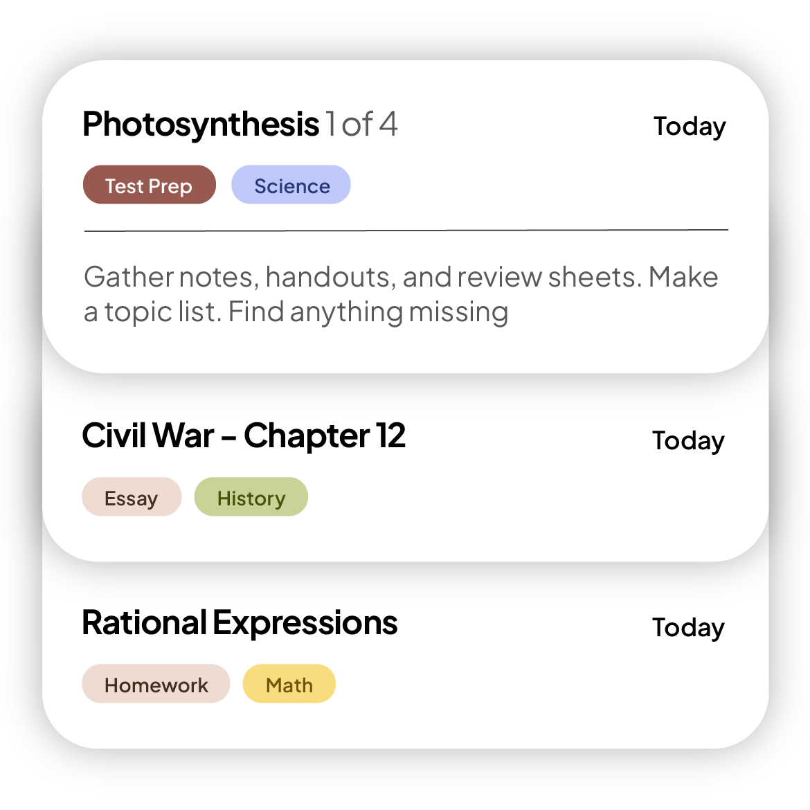 Task cards laid out across the week
